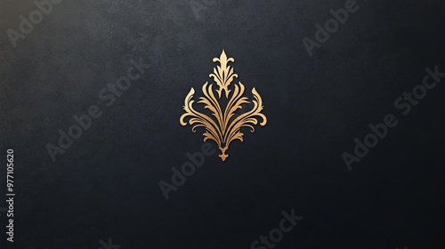 A gold and black logo with a diamond shape