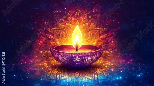 Happy Diwali festival of lights colorful background