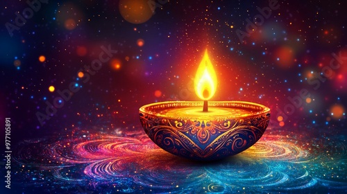 Happy Diwali festival of lights colorful background