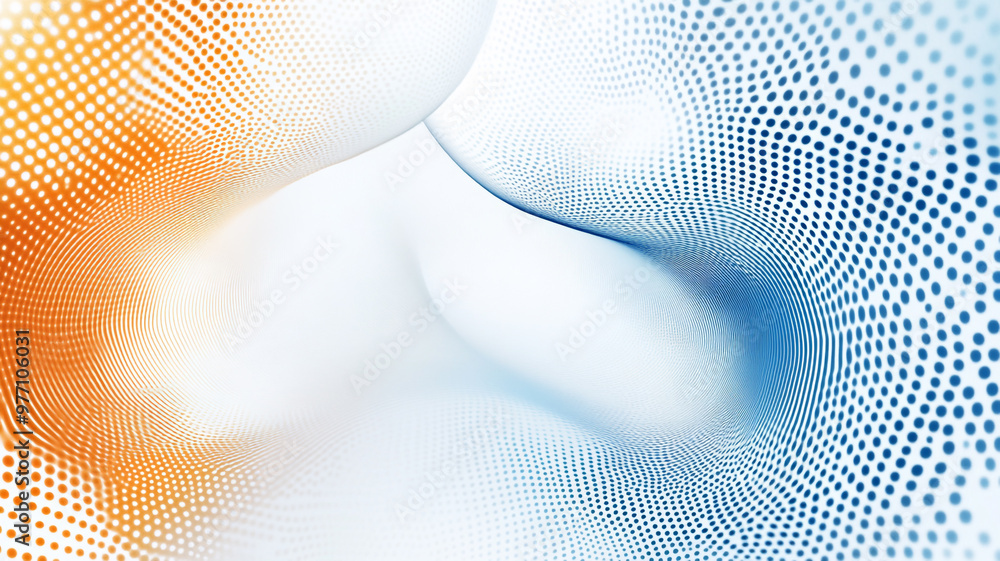 Abstract digital pattern blending orange, blue, and white hues with soft curves and dots Abstract digital pattern blending orange, blue, and white hues with soft curves and dots