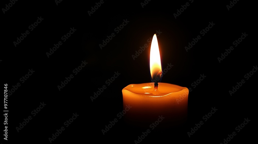 A solitary candle burns brightly against a dark background, casting a warm glow and creating an atmosphere of tranquility and contemplation A solitary candle burns brightly against a dark background, casting a warm glow and creating an atmosphere of tranquility and contemplation