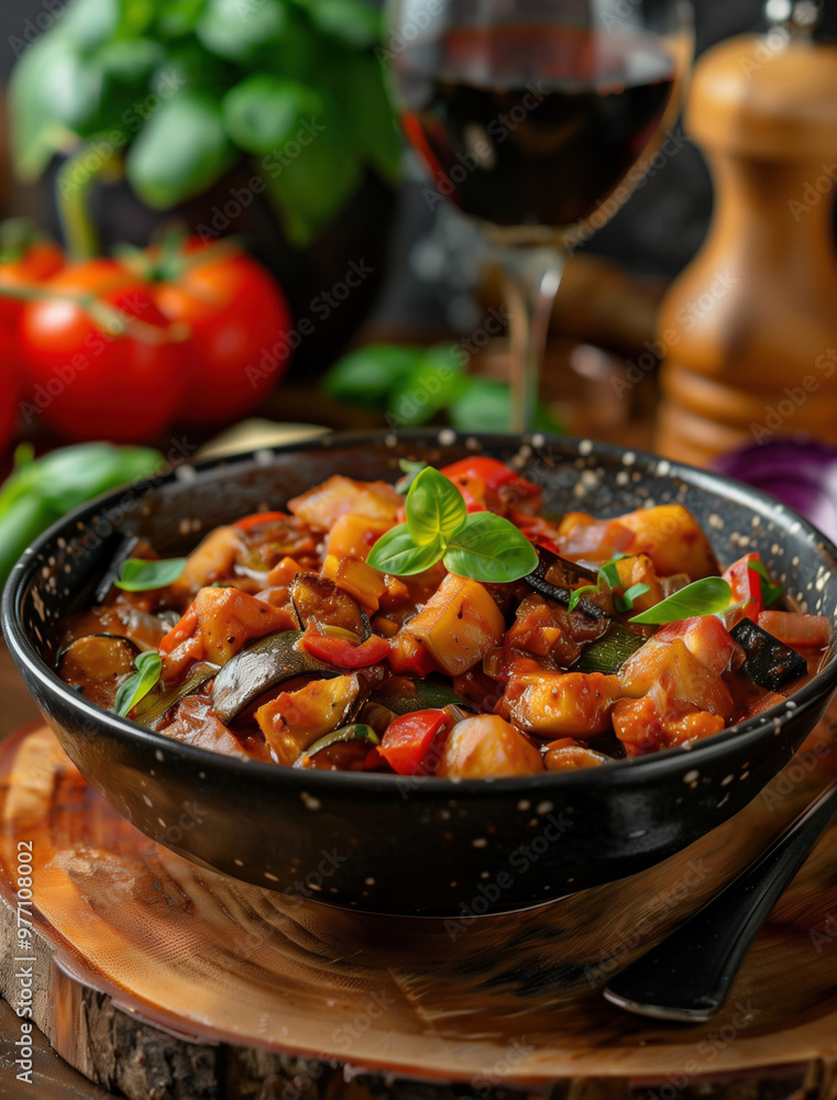 Vibrant Pisto Spanish Stew with Zucchini and Eggplant, Healthy Mediterranean Cuisine Vibrant Pisto Spanish Stew with Zucchini and Eggplant, Healthy Mediterranean Cuisine
