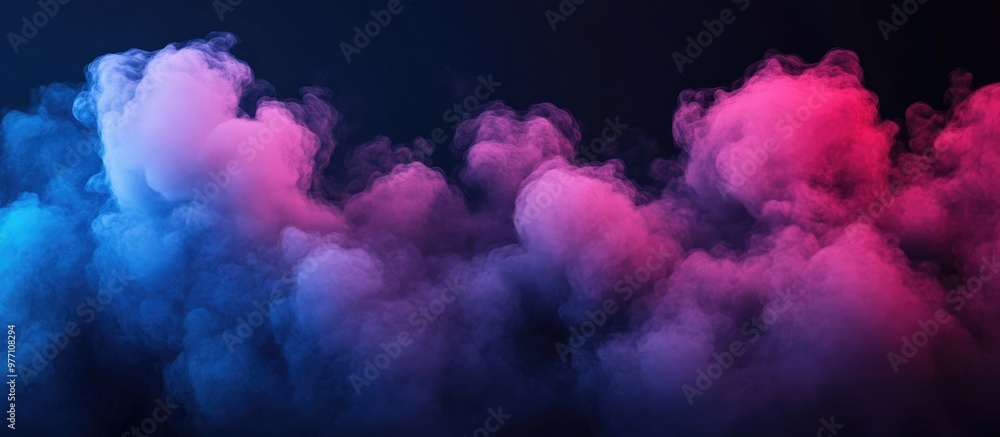 Blue And Pink Cloud Smoke Explosion Effect On Dark Background Blue And Pink Cloud Smoke Explosion Effect On Dark Background