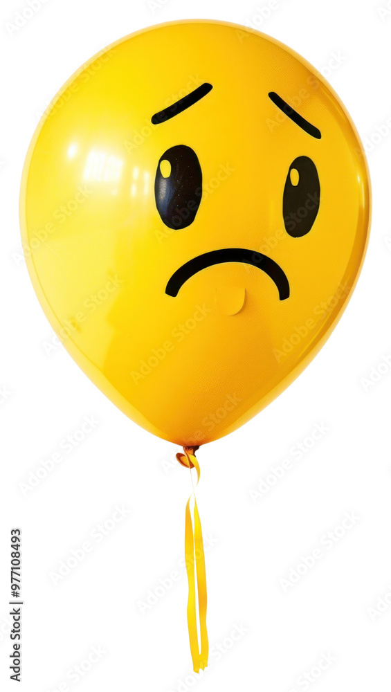 Fototapeta premium PNG Sad yellow balloon with face