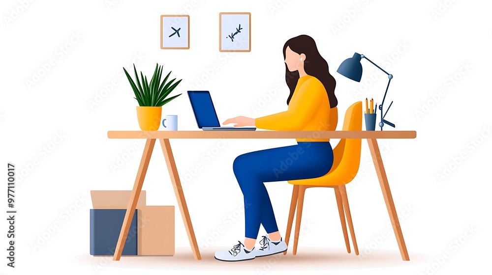 Professional Woman Collaborating Remotely in Cozy Home Office During Virtual Brainstorming Session Professional Woman Collaborating Remotely in Cozy Home Office During Virtual Brainstorming Session