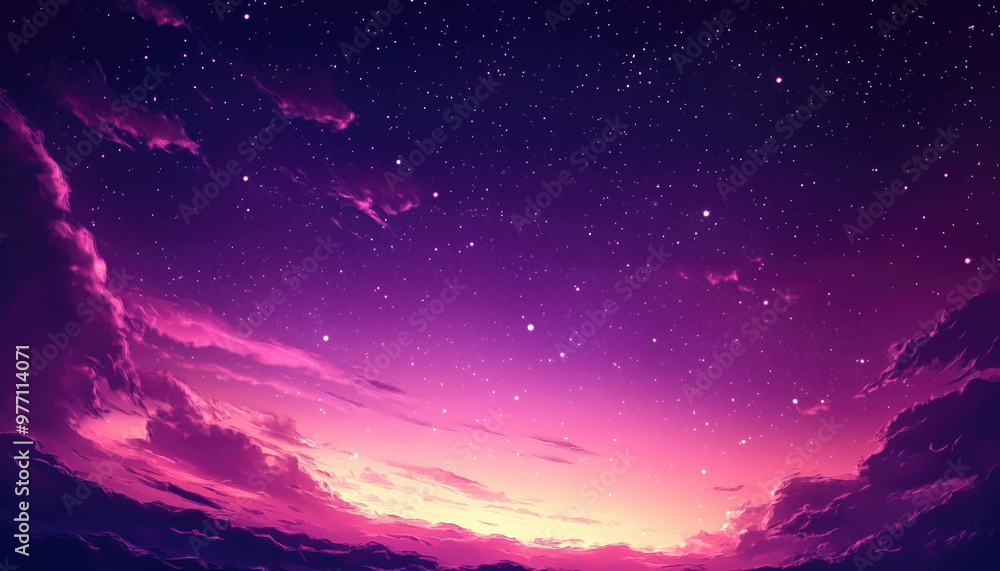 Mesmerizing sunset sky is filled with pink and purple clouds, creating a breathtaking view of nature's beauty Mesmerizing sunset sky is filled with pink and purple clouds, creating a breathtaking view of nature's beauty
