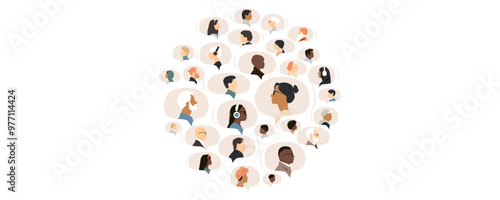 Different people in chat bubbles. Communication concept.