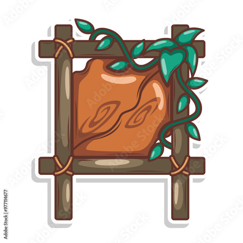 wood frame nature with leaf illustration