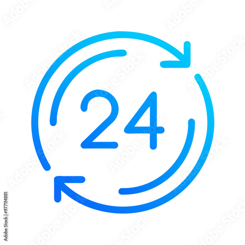  24 hours icon in a circle,