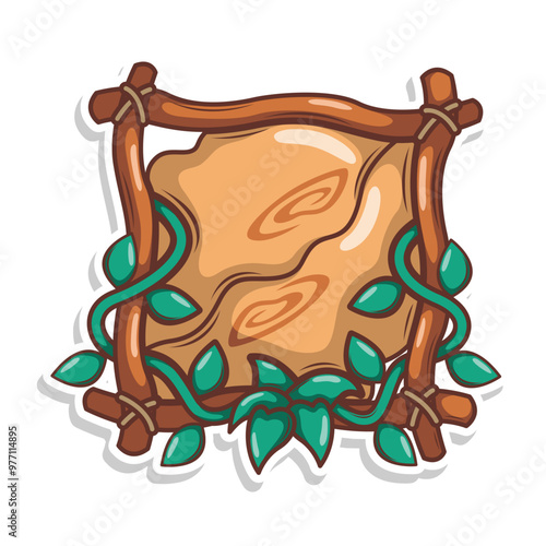 wood frame nature with leaf illustration