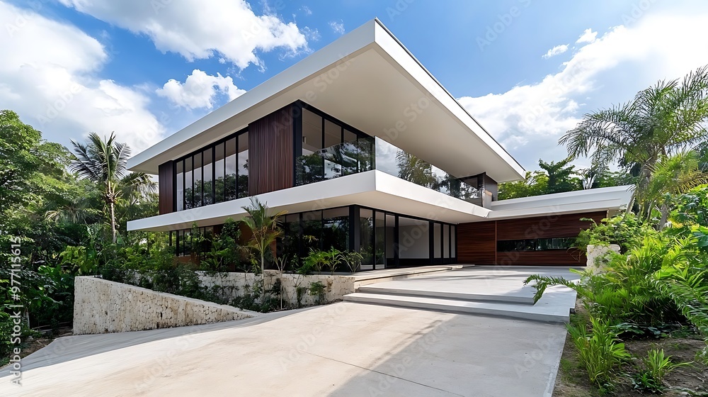 Fototapeta premium Stunning Transformation of a Philippine Home s Exterior into a Modern Architectural Masterpiece 
