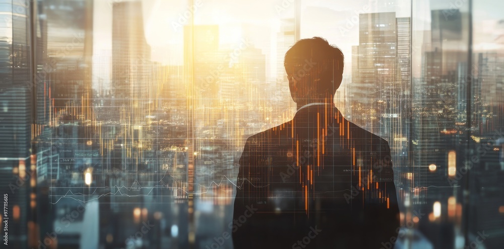 Fototapeta premium Businessman Looking at Cityscape