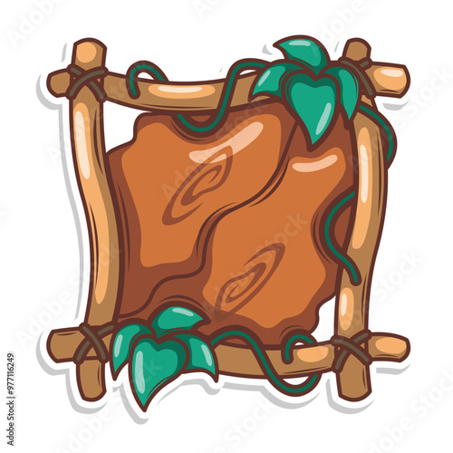 wood frame nature with leaf illustration