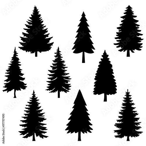 Tree Silhouettes - Collection of vector illustrations to create your own nature scenes.