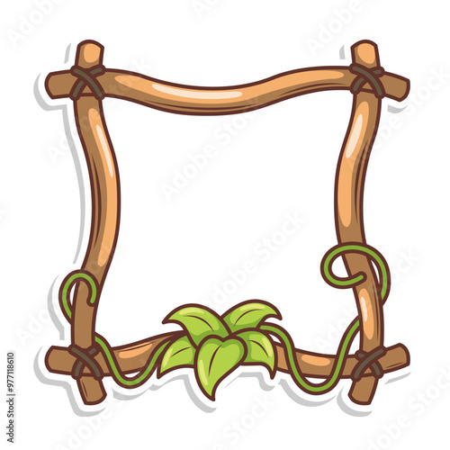 wood frame nature with leaf illustration