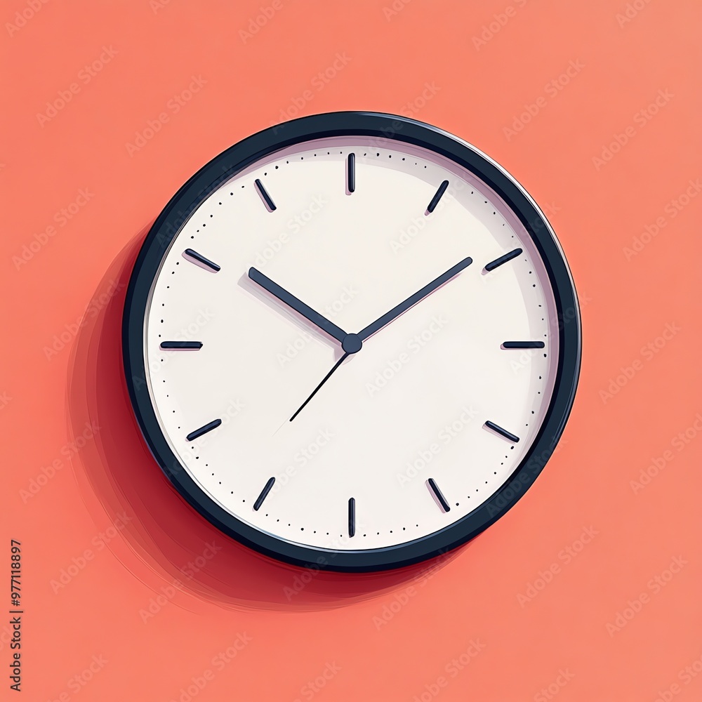 Simple black clock with white face on orange background. Simple black clock with white face on orange background.