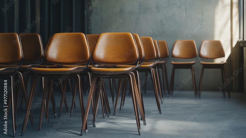 Fototapeta premium Stackable chairs with modern design,