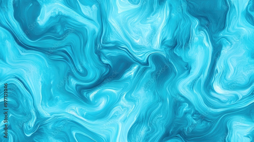 Fototapeta premium Aegean teal marble swirl texture with a nautical theme background Coastal living style home decor for summer Seamless pattern featuring fluid blue water flow effect on dyed textile