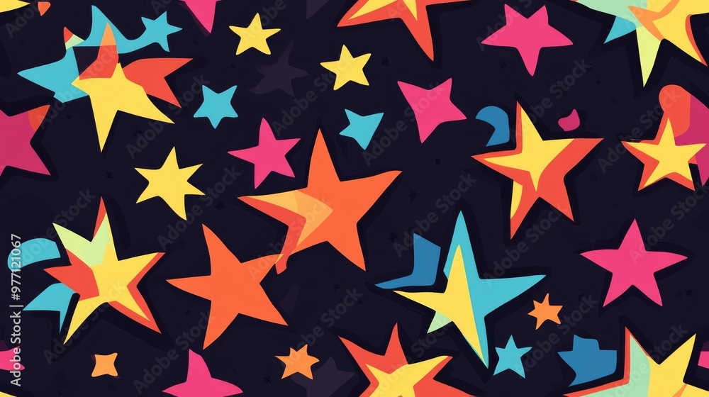 Vibrant seamless star pattern Infinite raster ornament Vibrant seamless star pattern Infinite raster ornament