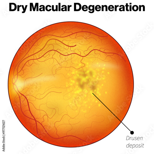 Dry Macular Degeneration Scientific Illustration, Retina Degeneration Visualization