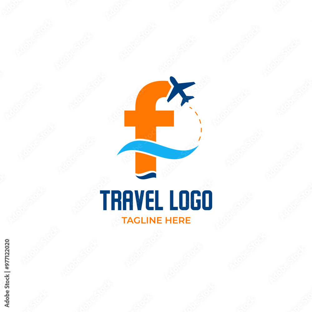 Obraz premium Letter F plane travel logo vector monogram