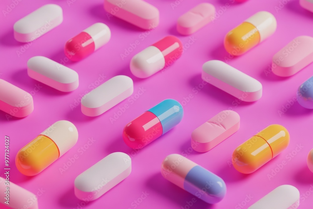 many colorful pill 3d flat style many colorful pill 3d flat style