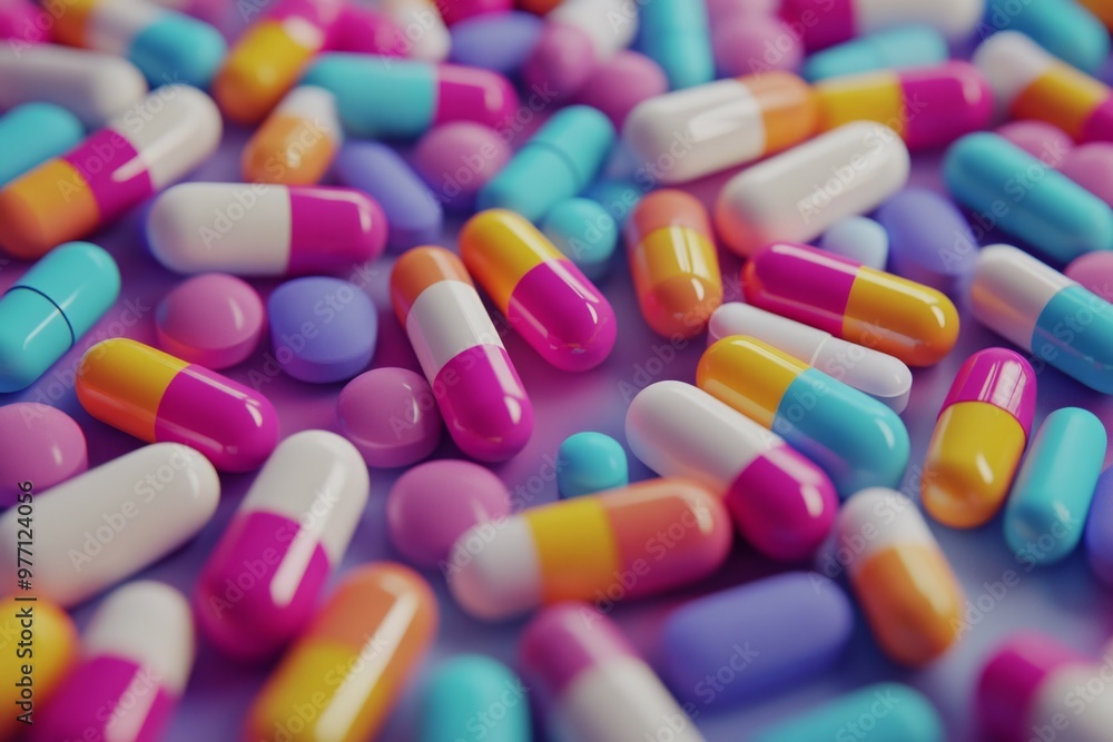 many colorful pill 3d flat style many colorful pill 3d flat style