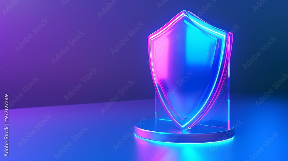 A modern and vibrant neon shield symbolizing security and protection against threats in a digital world. A modern and vibrant neon shield symbolizing security and protection against threats in a digital world.