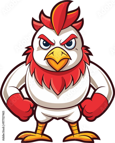 Chicken mascot character sticker vector design photo