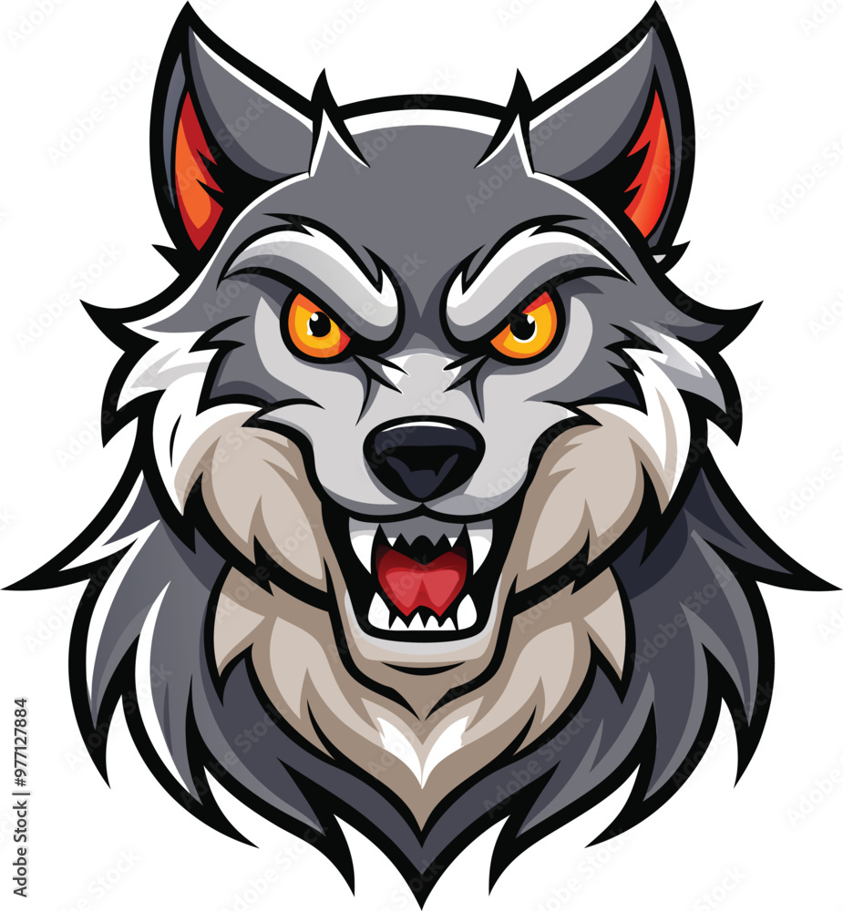 Obraz premium Wolf mascot character sticker vector design