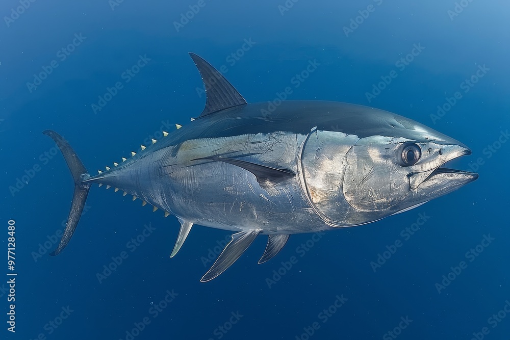 Atlantic Bluefin Tuna in Open Water, Marine Wildlife Photography, Underwater Photography Atlantic Bluefin Tuna in Open Water, Marine Wildlife Photography, Underwater Photography