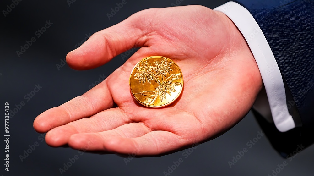 Victorious Gold Medal Held in Hand Signifying Champion s Triumph Victorious Gold Medal Held in Hand Signifying Champion s Triumph