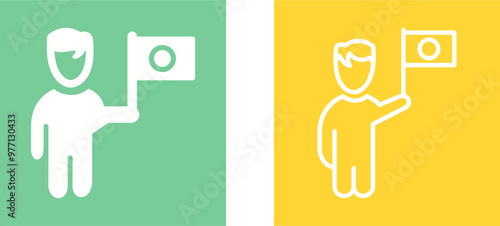 Raising Flag Vector Icon