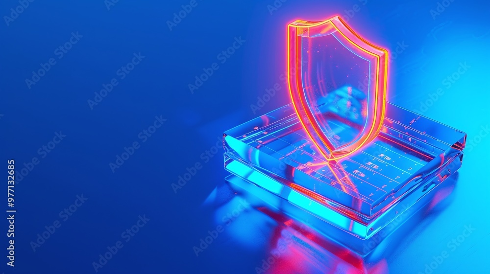 A modern, glowing shield symbol representing digital security and protection in a vibrant blue light. A modern, glowing shield symbol representing digital security and protection in a vibrant blue light.