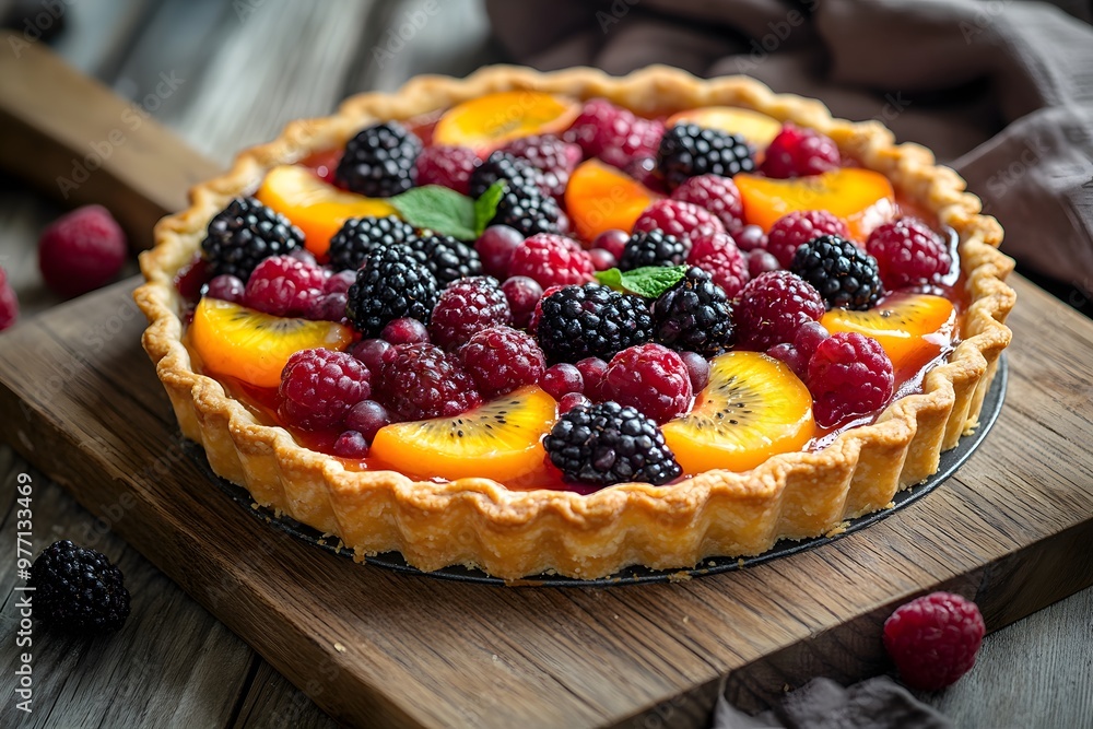 Delicious Fruit Tart with Various Berries Delicious Fruit Tart with Various Berries
