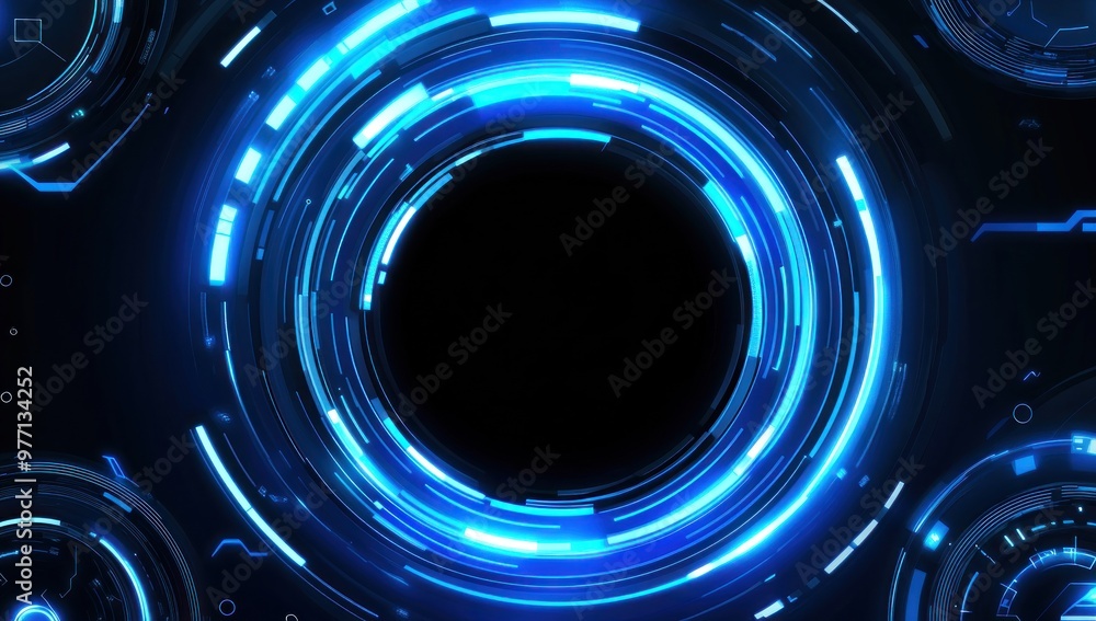 Abstract Digital Circle with Glowing Blue Lights Abstract Digital Circle with Glowing Blue Lights
