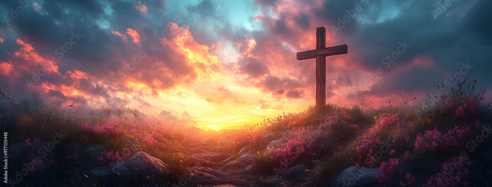 “The Cross of Jesus Christ on a Hill with a Beautiful Sunset Sky”
“The Cross of Jesus Christ on a Hill with a Beautiful Sunset Sky”