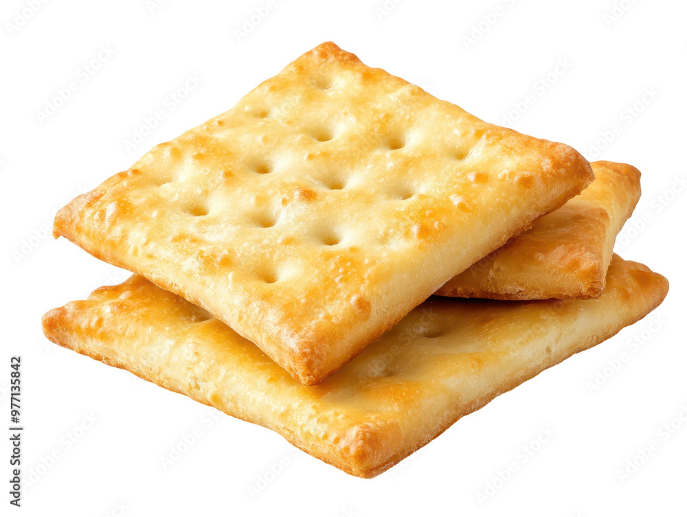 Two square golden crackers on transparent background Two square golden crackers on transparent background