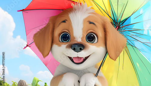 A puppy holding an umbrella on a rainy day
Generative AI