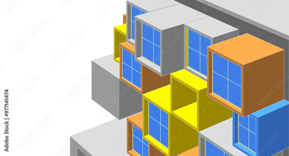 architecture modular facades 3d illustration architecture modular facades 3d illustration