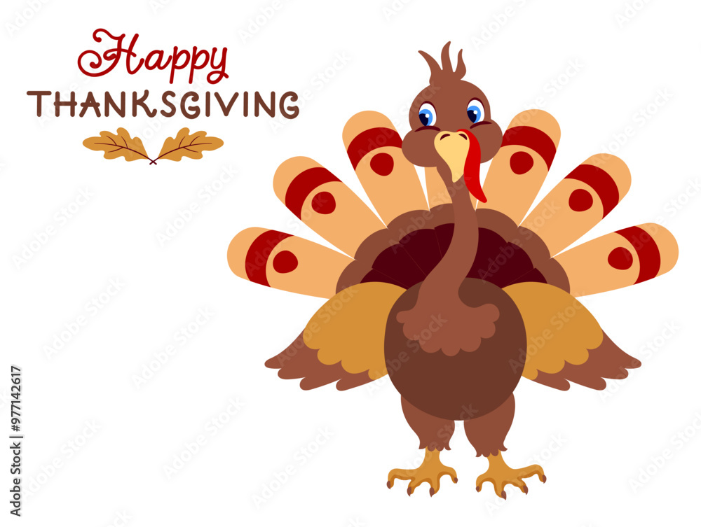 Obraz premium Thanksgiving day card with turkey for greeting postcard with inscription.