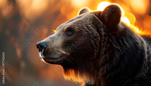 Graceful bear paw in motion, illuminated by warm sunset light, surrounded by soft focus and bokeh, capturing elegance and beauty in isolation photo