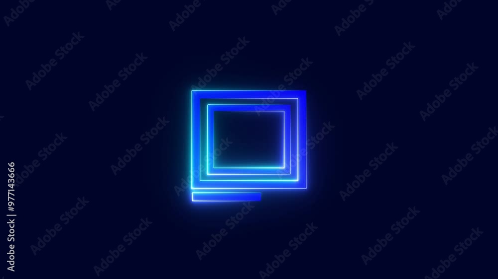 Neon caption icon cyan purple color glowing animation black background Neon caption icon cyan purple color glowing animation black background