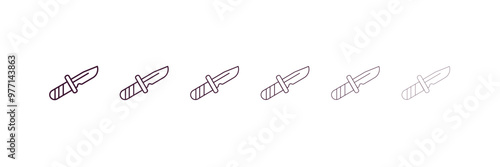 military knife outline icon. Linear vector from army and military concept. 6 different line style military knife icon included thin, light, regular, medium, bold, black.