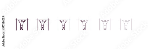 pull up outline icon. Linear vector from army and military concept. 6 different line style pull up icon included thin, light, regular, medium, bold, black.
