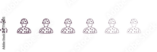 conscription outline icon. Linear vector from army and military concept. 6 different line style conscription icon included thin, light, regular, medium, bold, black.