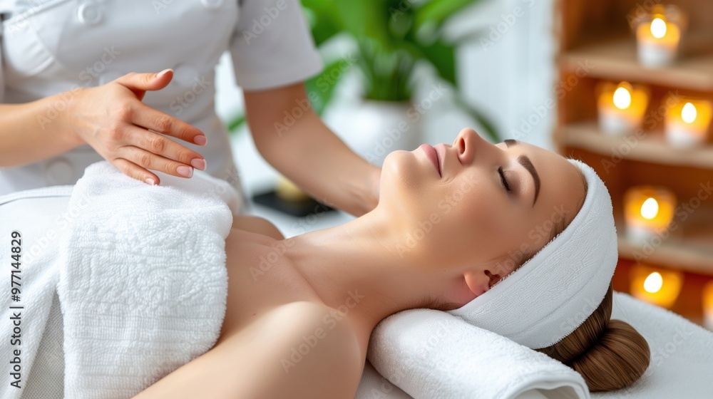 Relaxing Spa Treatment with Serene Asian Woman and Luxurious Ambiance Relaxing Spa Treatment with Serene Asian Woman and Luxurious Ambiance