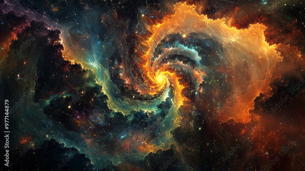 A captivating cosmic environment featuring a psychedelic nebula with radiant, shifting colors and intricate patterns. A captivating cosmic environment featuring a psychedelic nebula with radiant, shifting colors and intricate patterns.