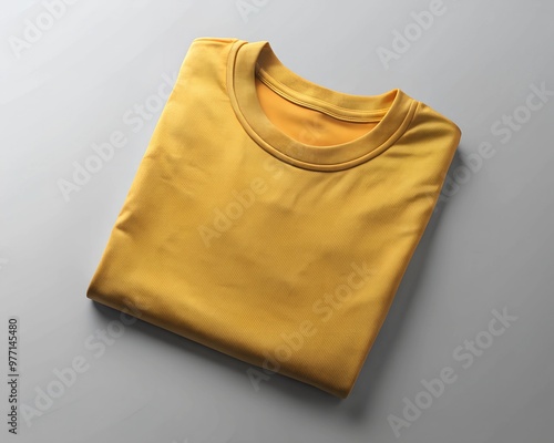 Folded men's crew neck blank t-shirt mockup. AI Generative