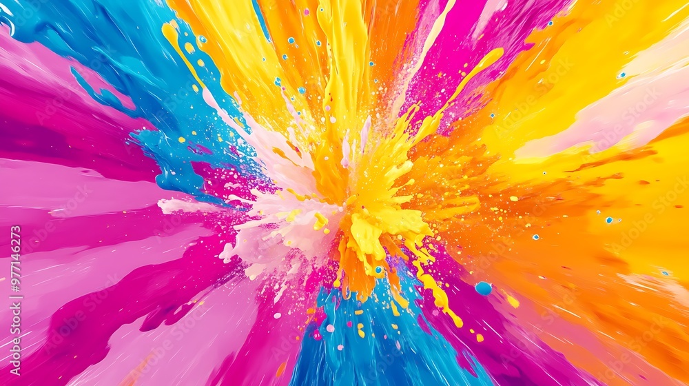 Obraz premium Vibrant Abstract Painting with Bold Colors and Dynamic Brush Strokes